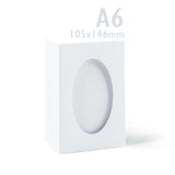 Cartes blanches pliées en trois avec ouverture ovale – lot