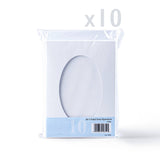 Cartes blanches pliées en trois avec ouverture ovale – lot