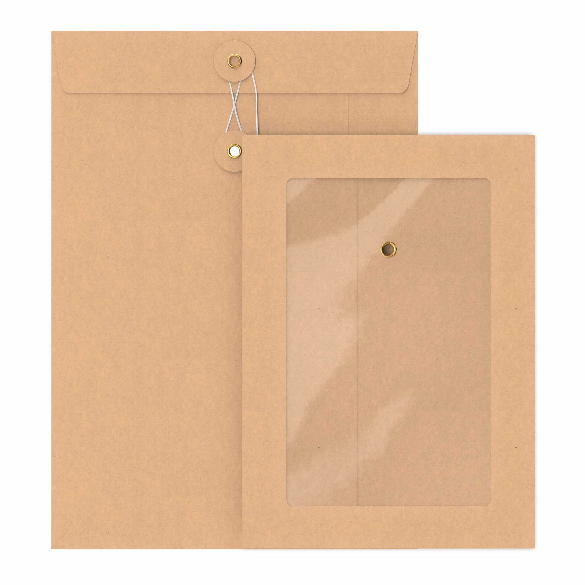 Enveloppes à rondelle et ficelle avec fenêtre panoramique